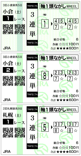 2歳未勝利戦はずれ馬券結果